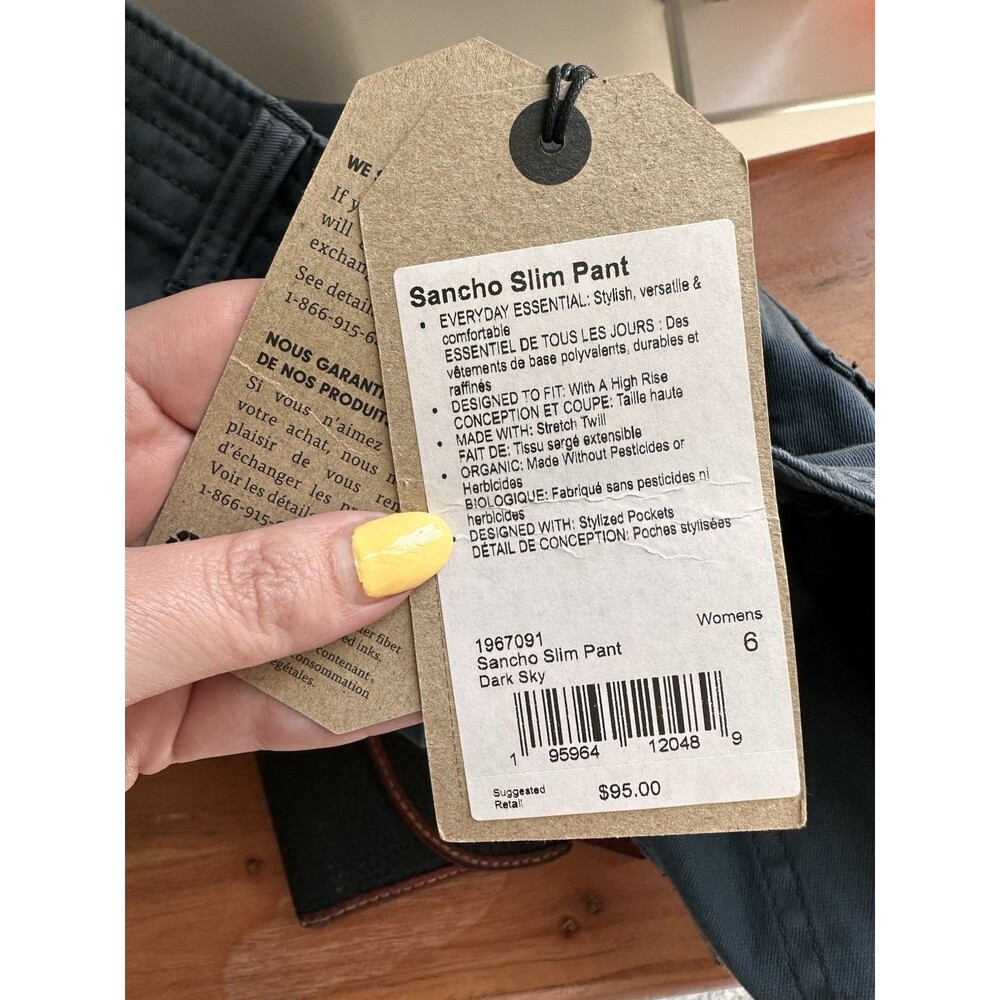 Prana Sancho Slim Pant High Rise Organic Stretch Twill Dark Sky Blue Women 6 NWT - Picture 7 of 8